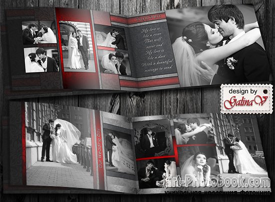 Стильная фотокнига для молодоженов - Свадьба в черно-красном